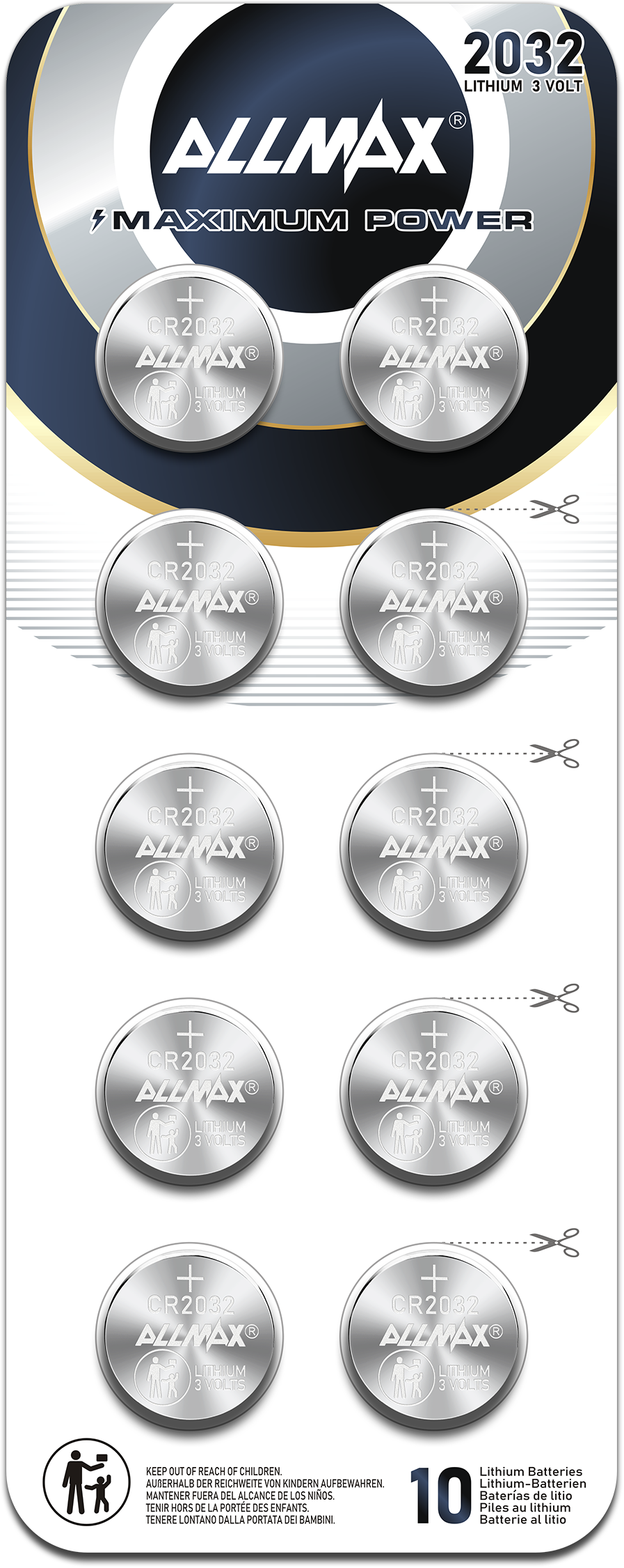 Allmax CR2032 Lithium Batteries 3V (CR2032-SB10-40)