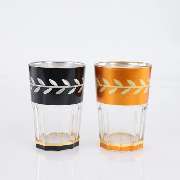 Hot Selling12pcs 6OZ Glass Tumbler Tea Cup Sets With Handmade Decal Water Glass Set