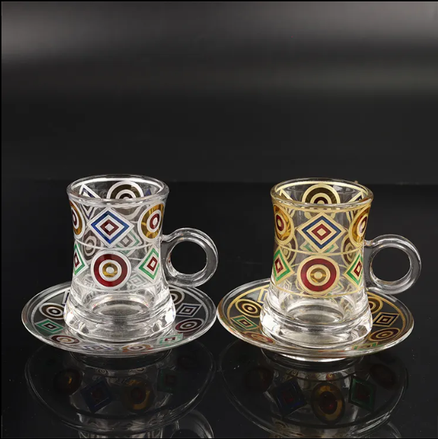 Arabic coffee cup With Handmade Decal Tea And tea Cup Sets Turkish teacup Set