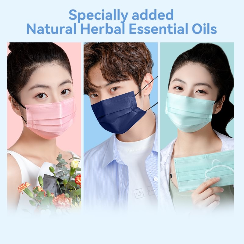 3 Ply Disposable Scented Mask (Pink: Mint Peach Icy, Green: Mint Lime Icy, Blue: Mint Citrus Icy)