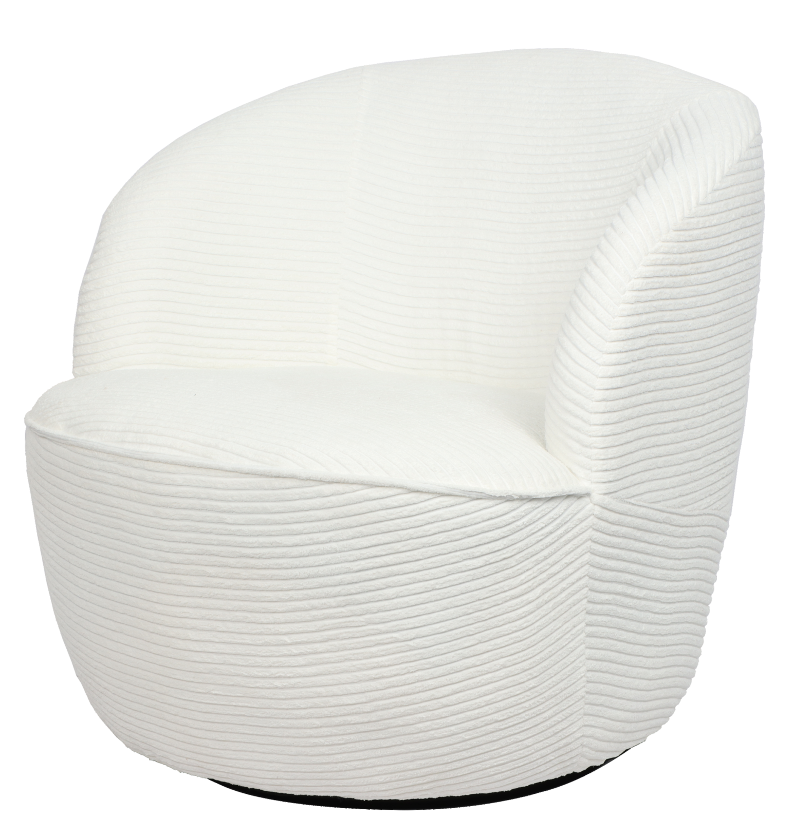 Armchair With Swivel Steel Ring In Corduroy Fabric