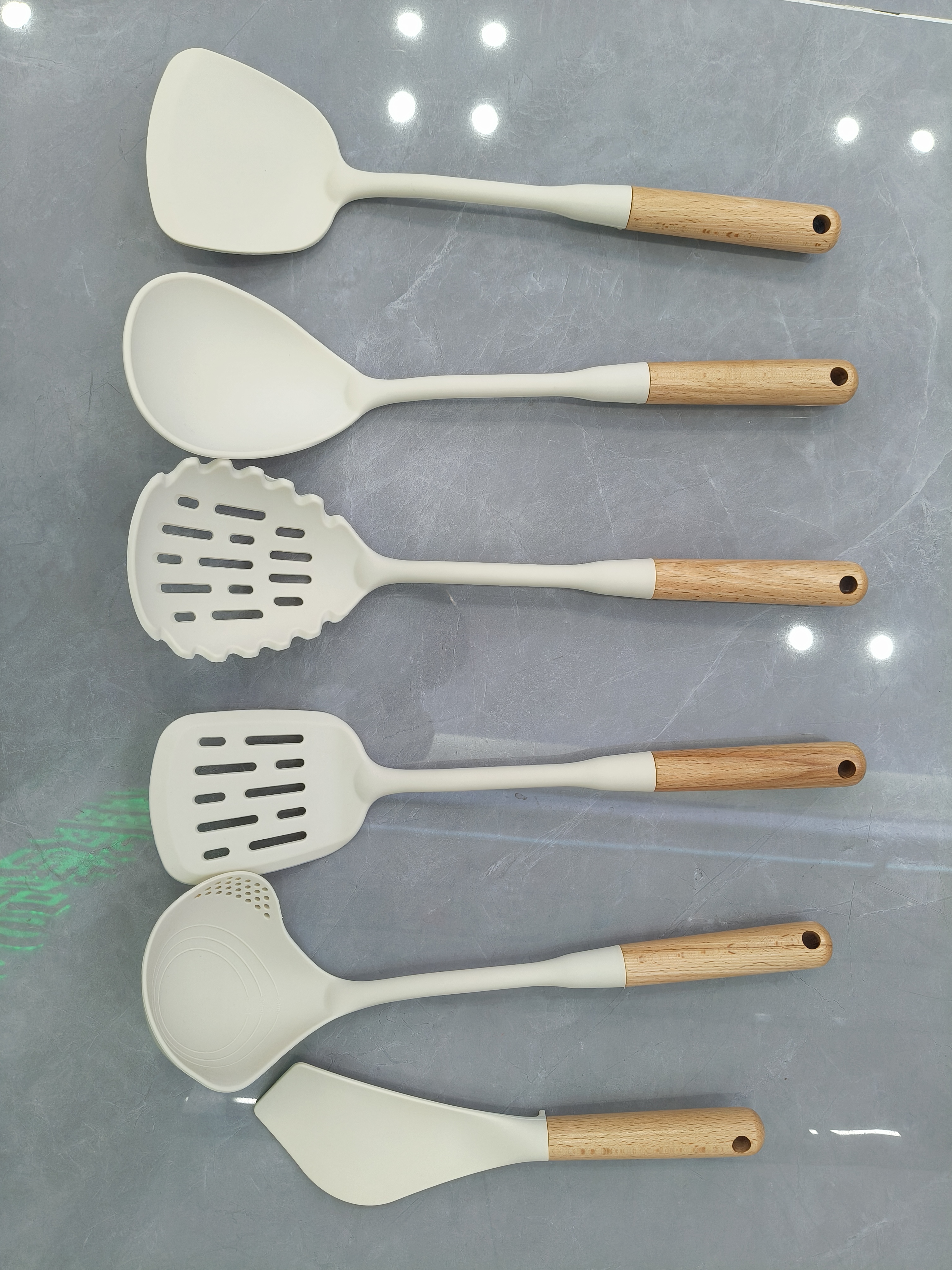 Silicone kitchen utensils with wood handle