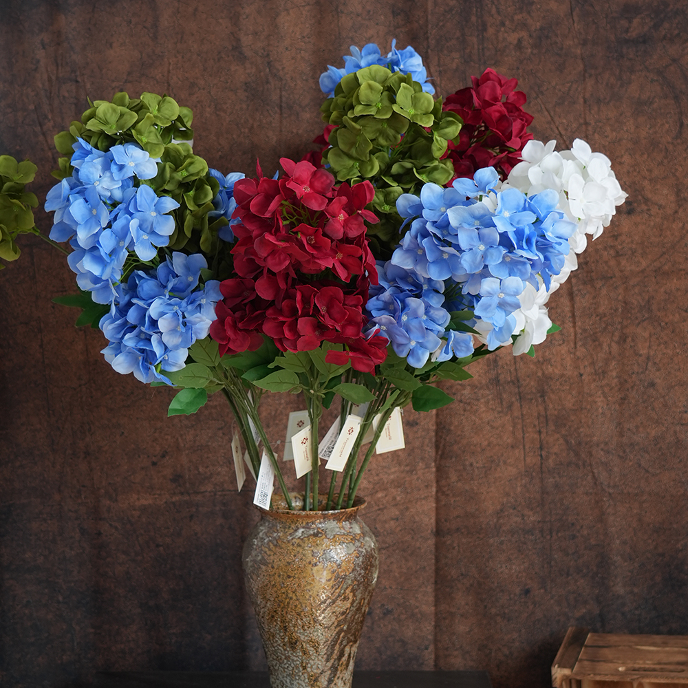 Transworld 16cm Flower-diameter Hydrangea Artificial Flower Multi-colored Hydrangeas For Home Decor
