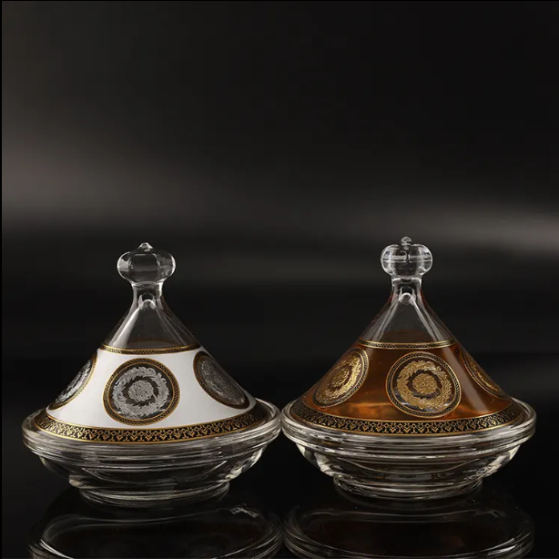 Custom Glass Tajine Moroccan Mini Tajine Arabic Style gold glass Tajine