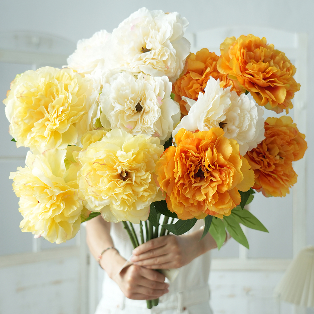 Transworld 5head Artificial Peony Flowers Bunch Decorative flower For Wedding Home Decor