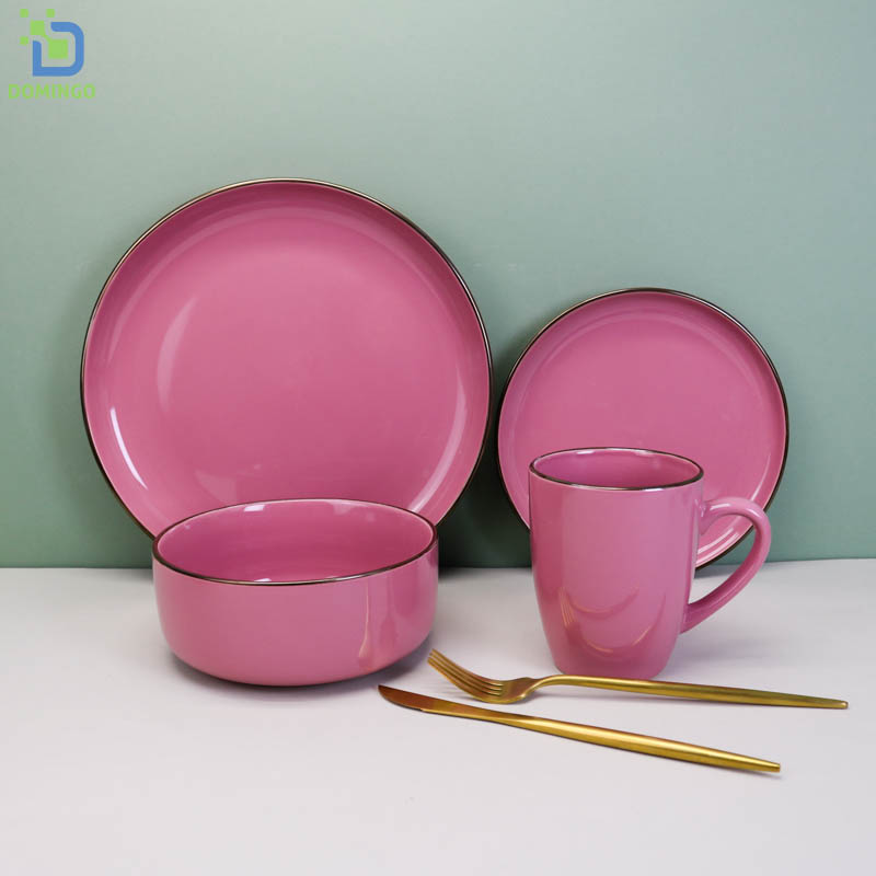 Cheap Custom Logo 16pcs Artifical Flowers Dinnerware Of 4 Dinner Set With Circle/edge