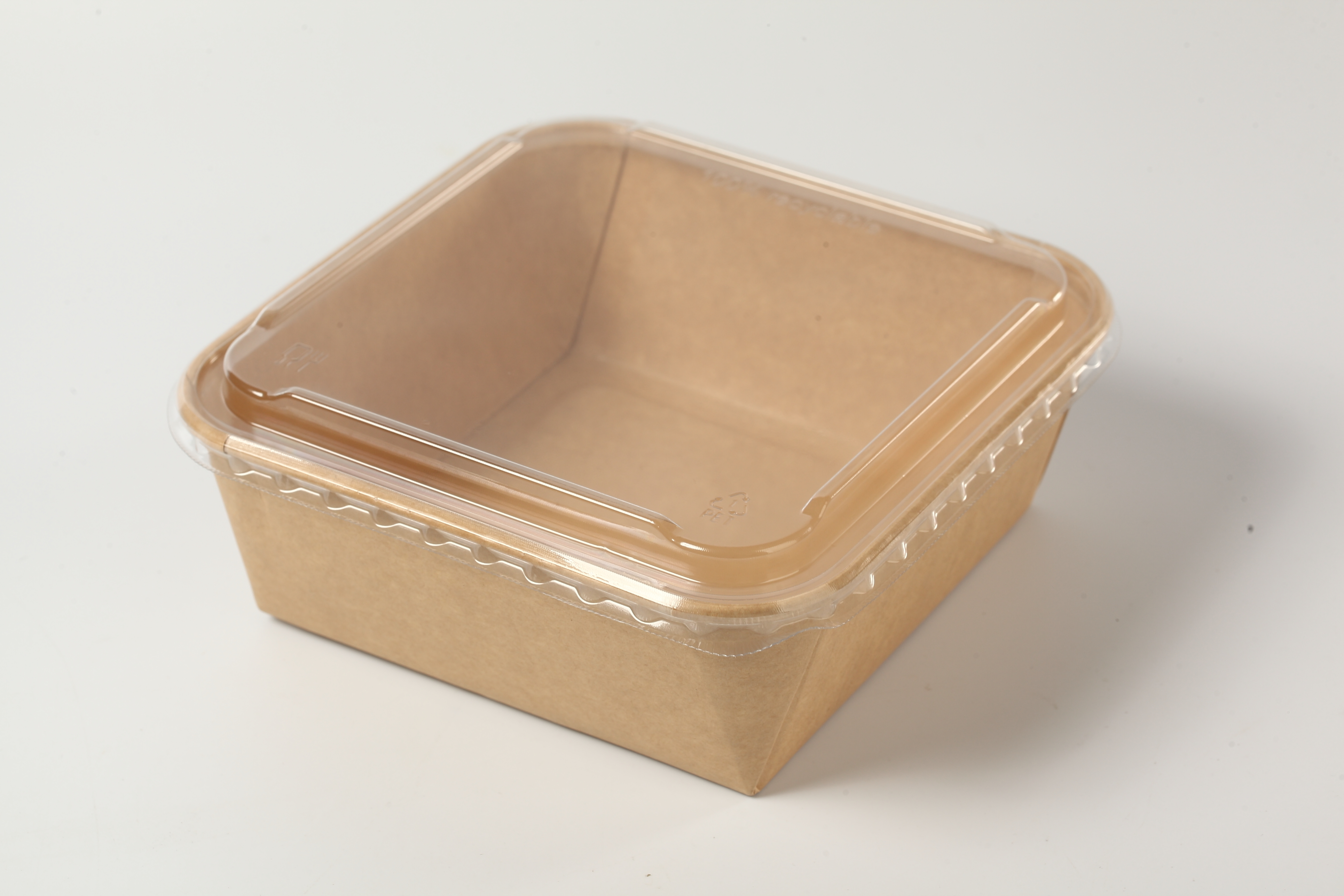 SM7-SL1320ml Disposable Food Grade Kraft Paper Lunch Box, Kraft Paper Salad Box, PET lid