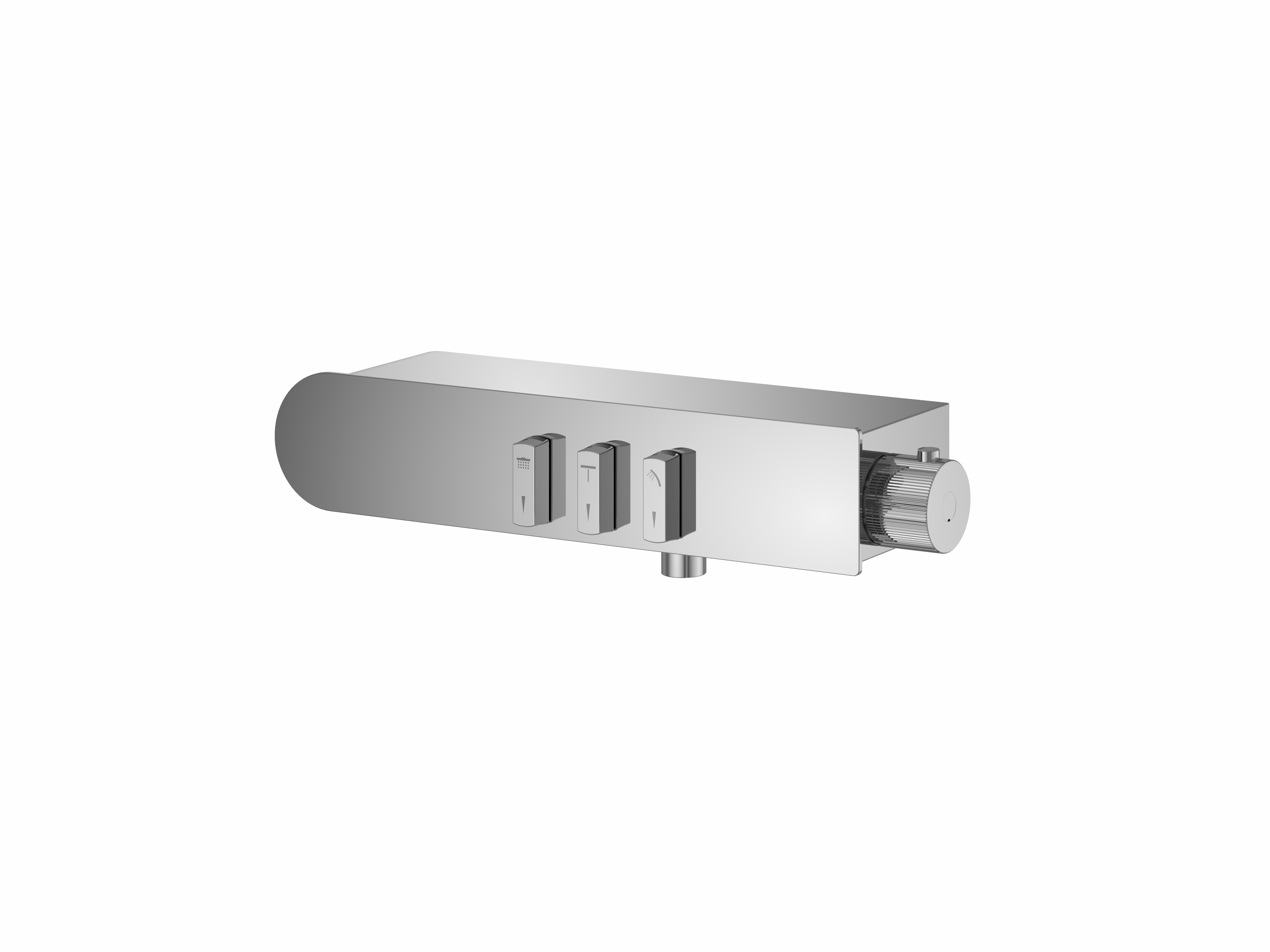 FLOVA Thermostatic shower mixer with 3 GoSlide control buttons and bottom outlet