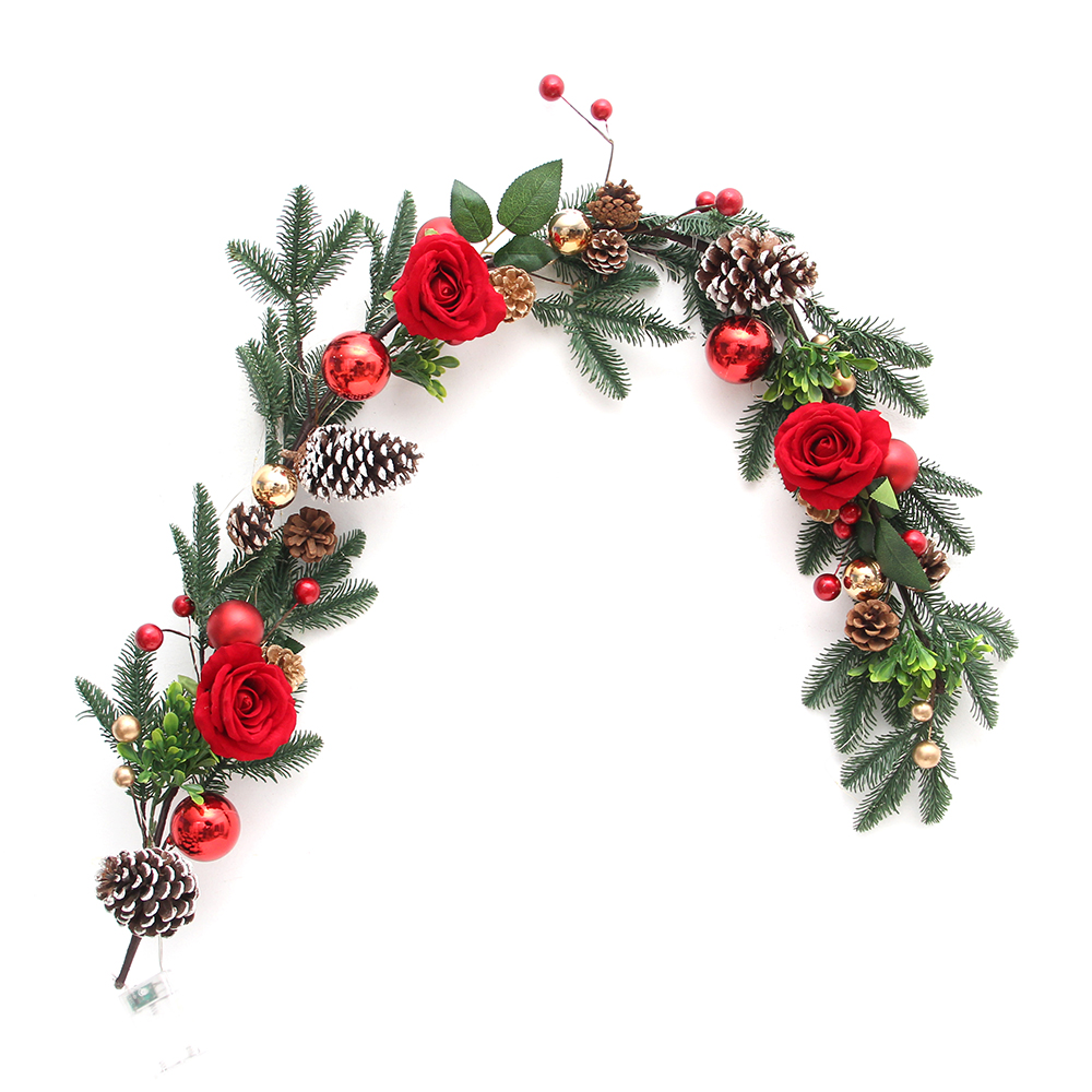 Transworld Artificial Christmas Garland Rose Flower Garland For Home Christmas Decoration