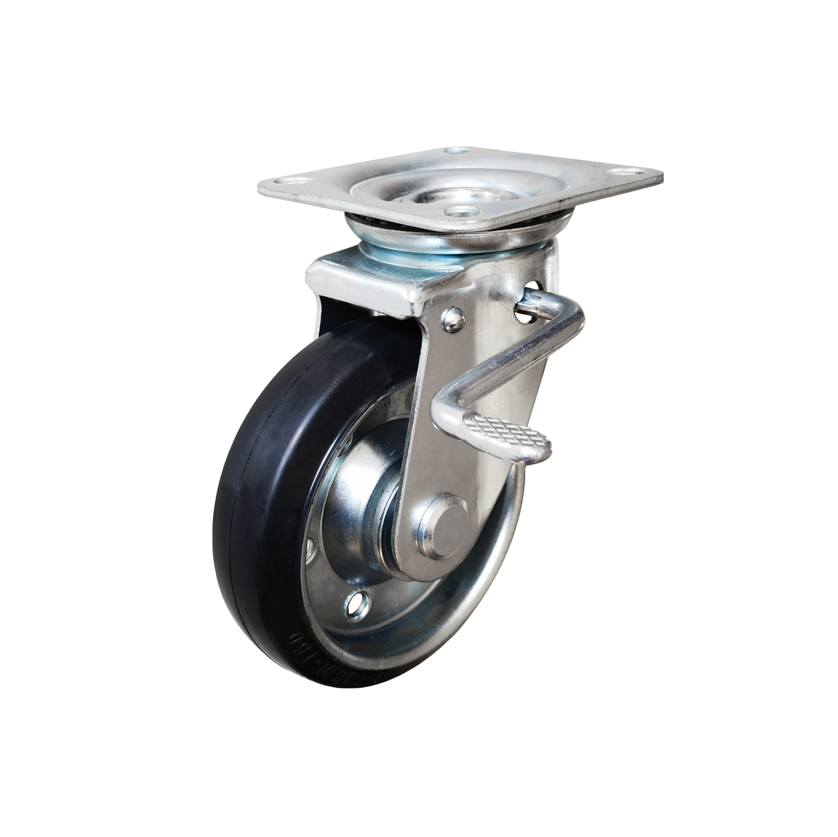 Japan Type J150 Elastic Rubber Wheel Caster With Double Brake