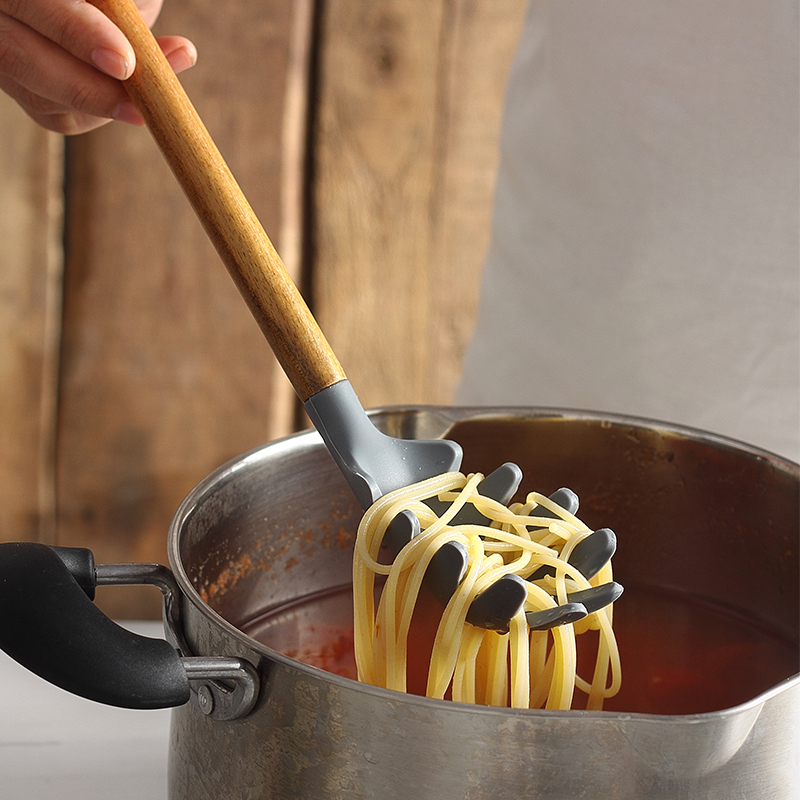 Seven-piece kitchen utensils with silicone wood handle