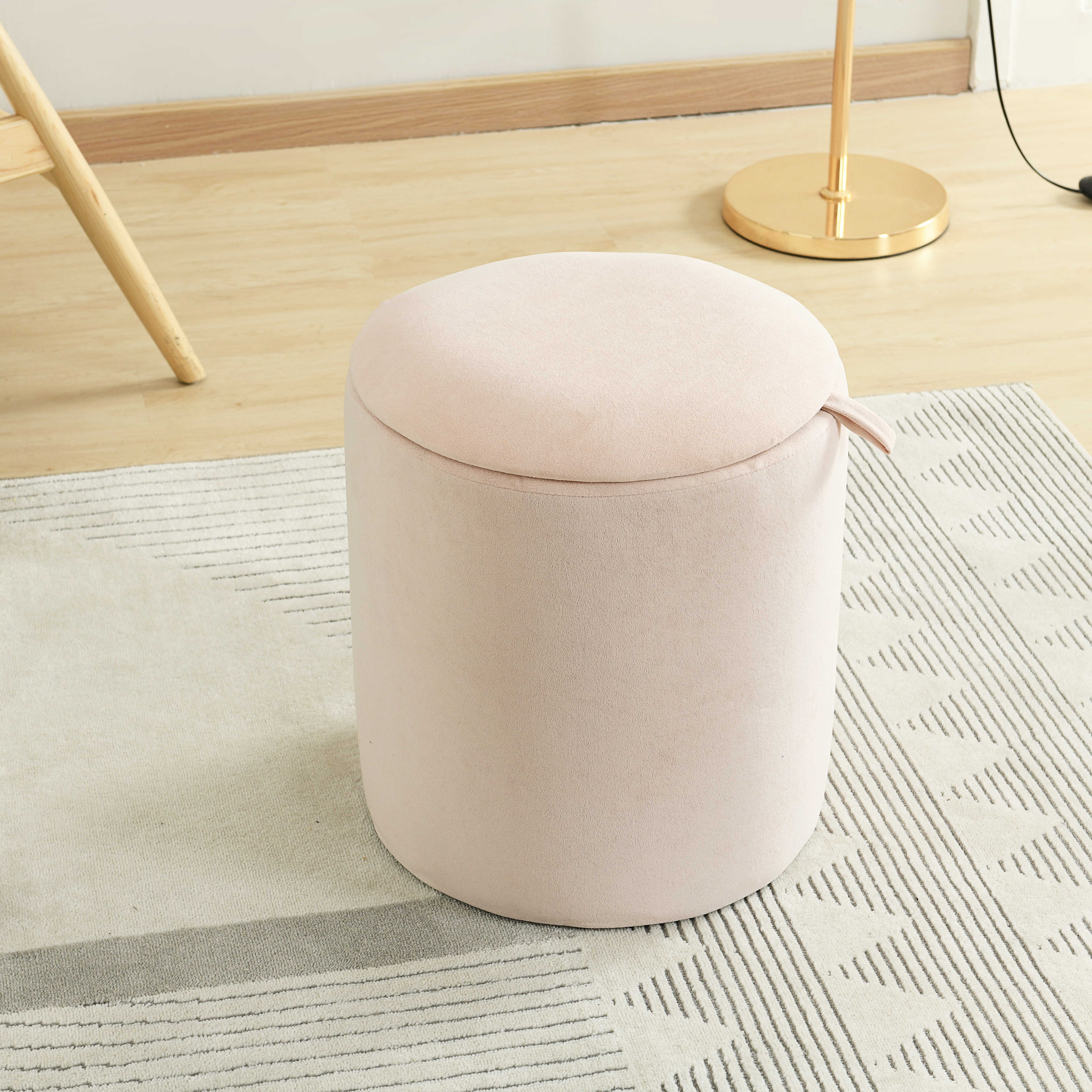 Anyelin Velvet Round Storage Ottoman Multipurpose Footrest Stoo