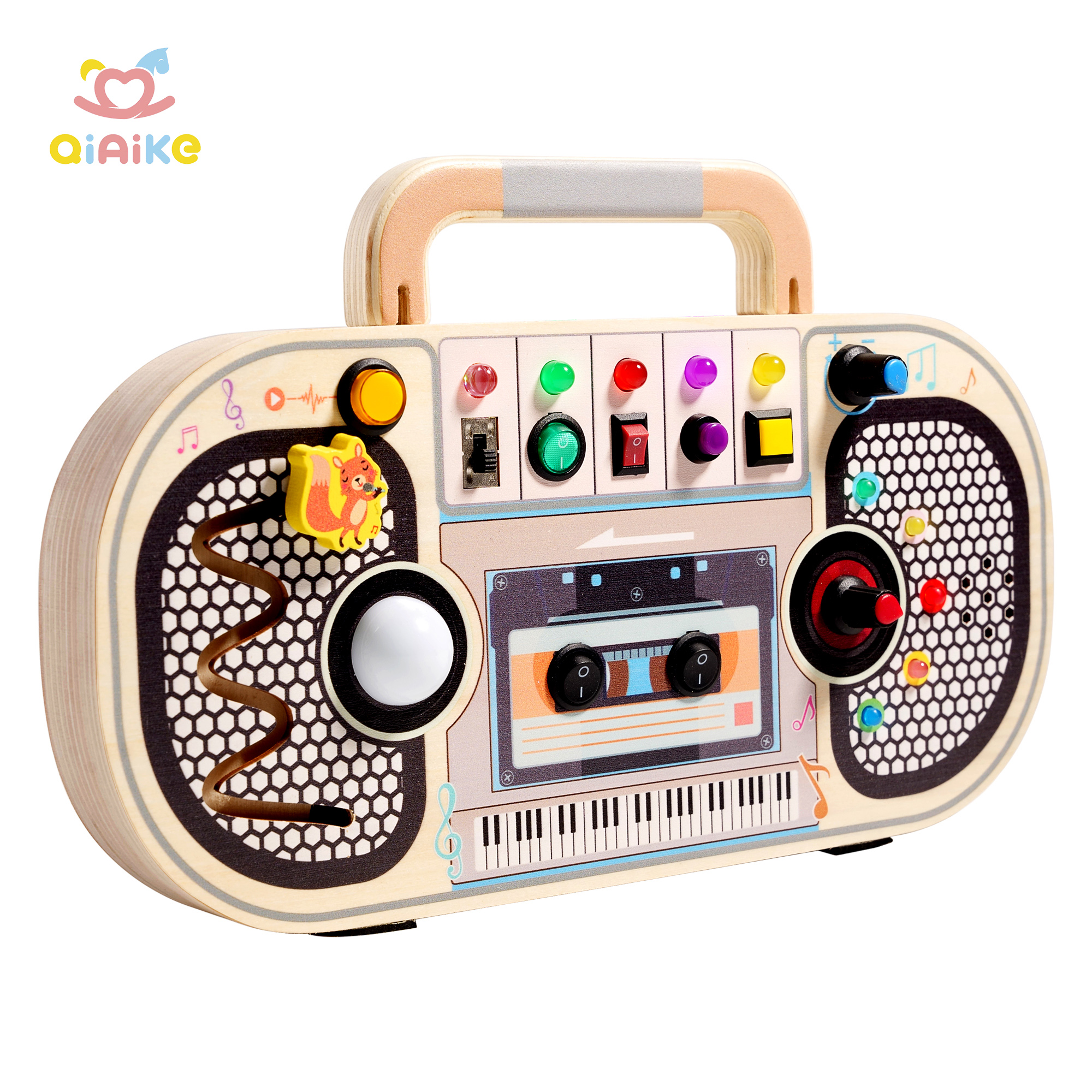 Qiaike Busy board LED light switch circuit recorder Busy board wooden early education toy