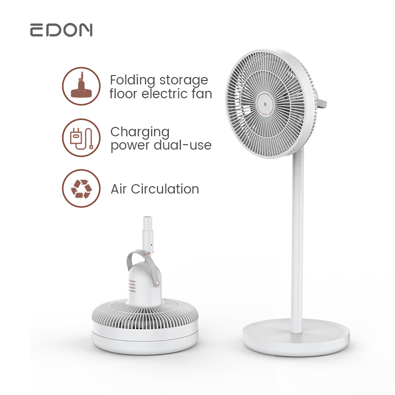 EDON E909 DC Floor Electric Air Cooling Circulation Fan Light Pedestal Rechargeable Standing Fan