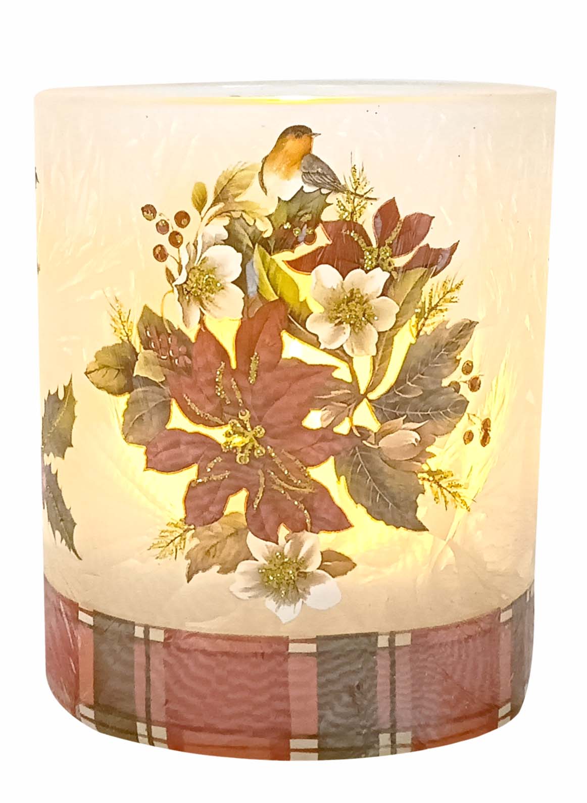 Icy Decal Candle Holder,ponisetta Bird