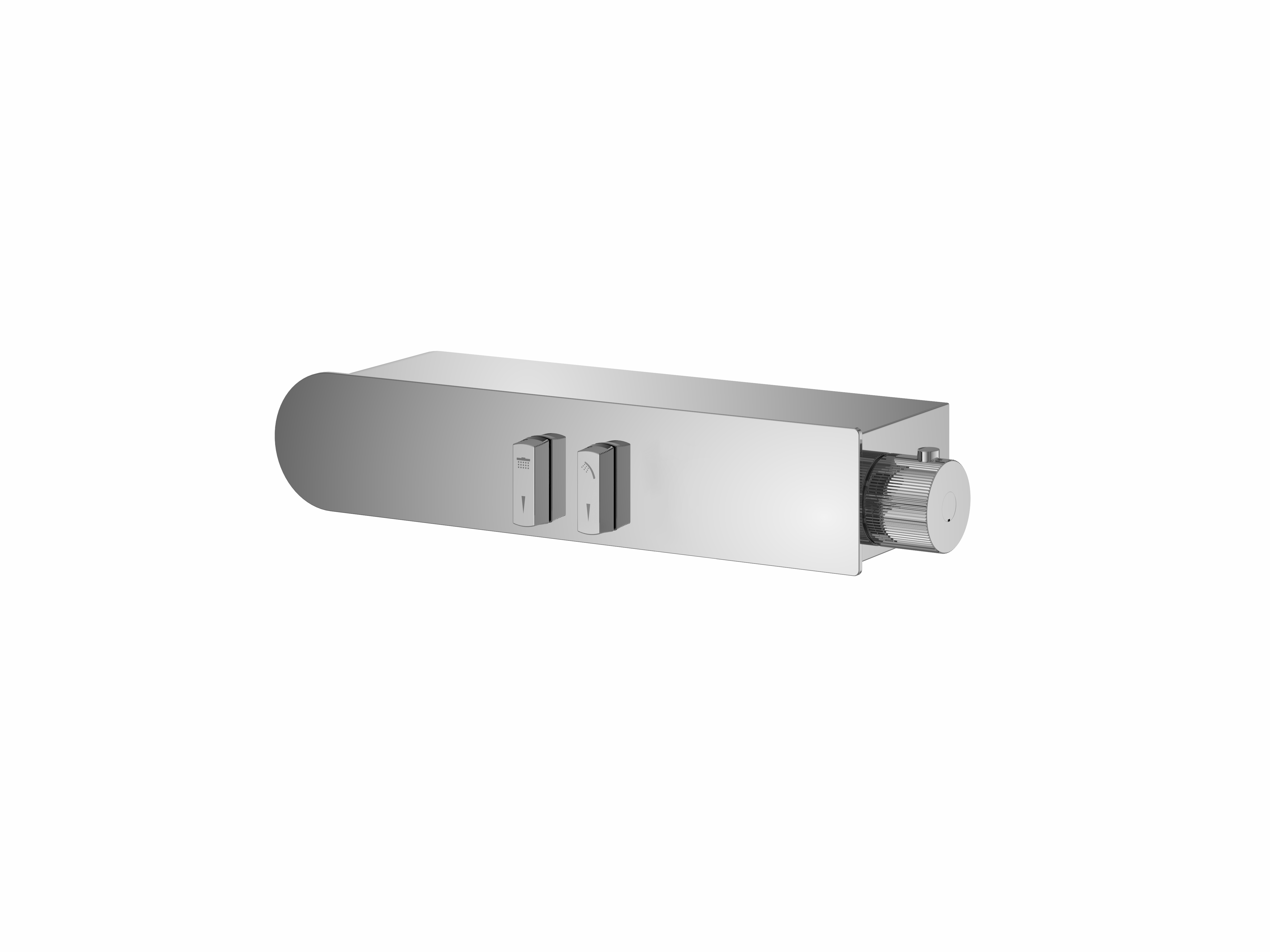 FLOVA Thermostatic shower mixer with 3 GoSlide control buttons and bottom outlet