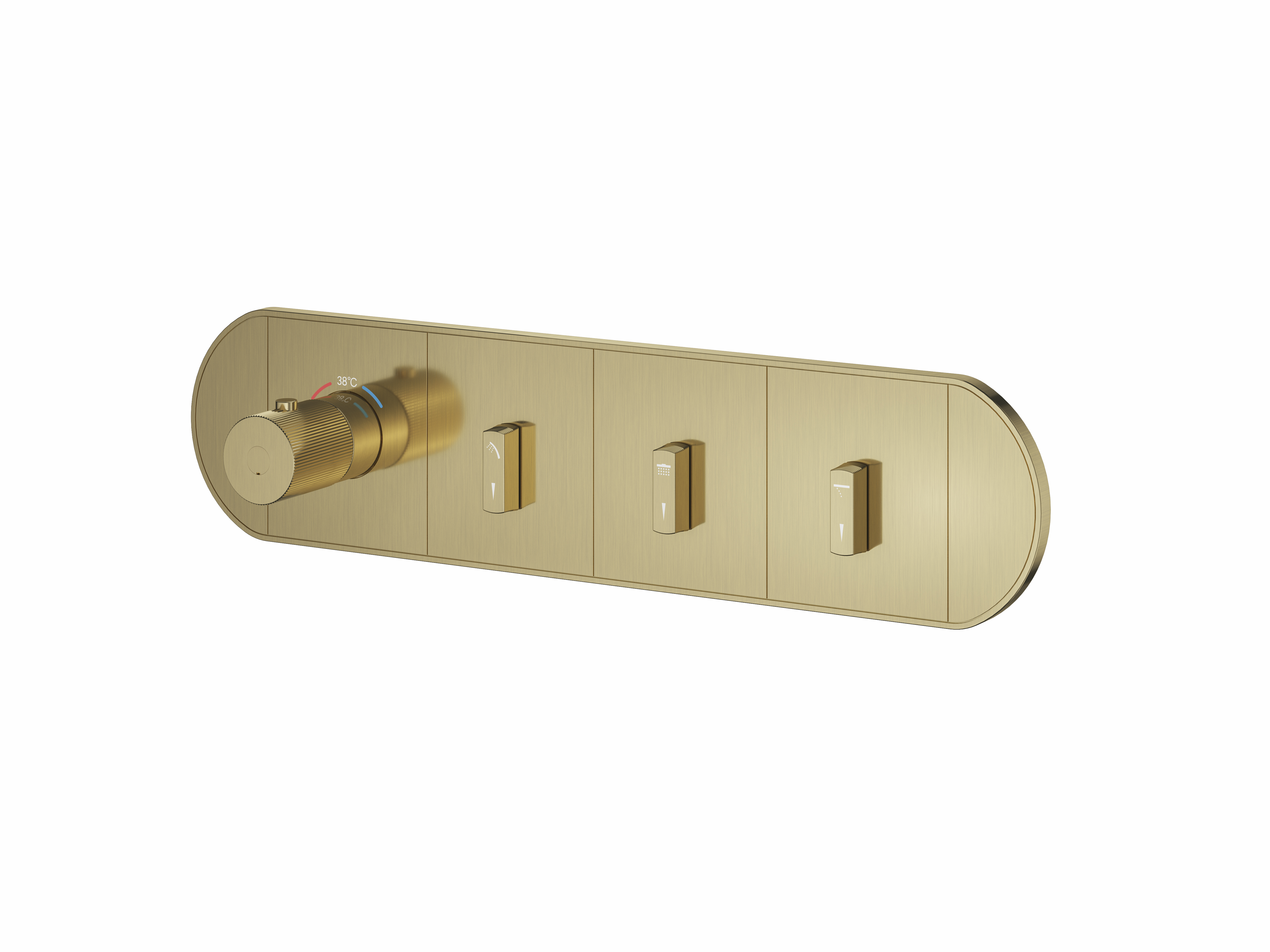 FLOVA Thermostatic shower mixer with 3 GoSlide control buttons and bottom outlet