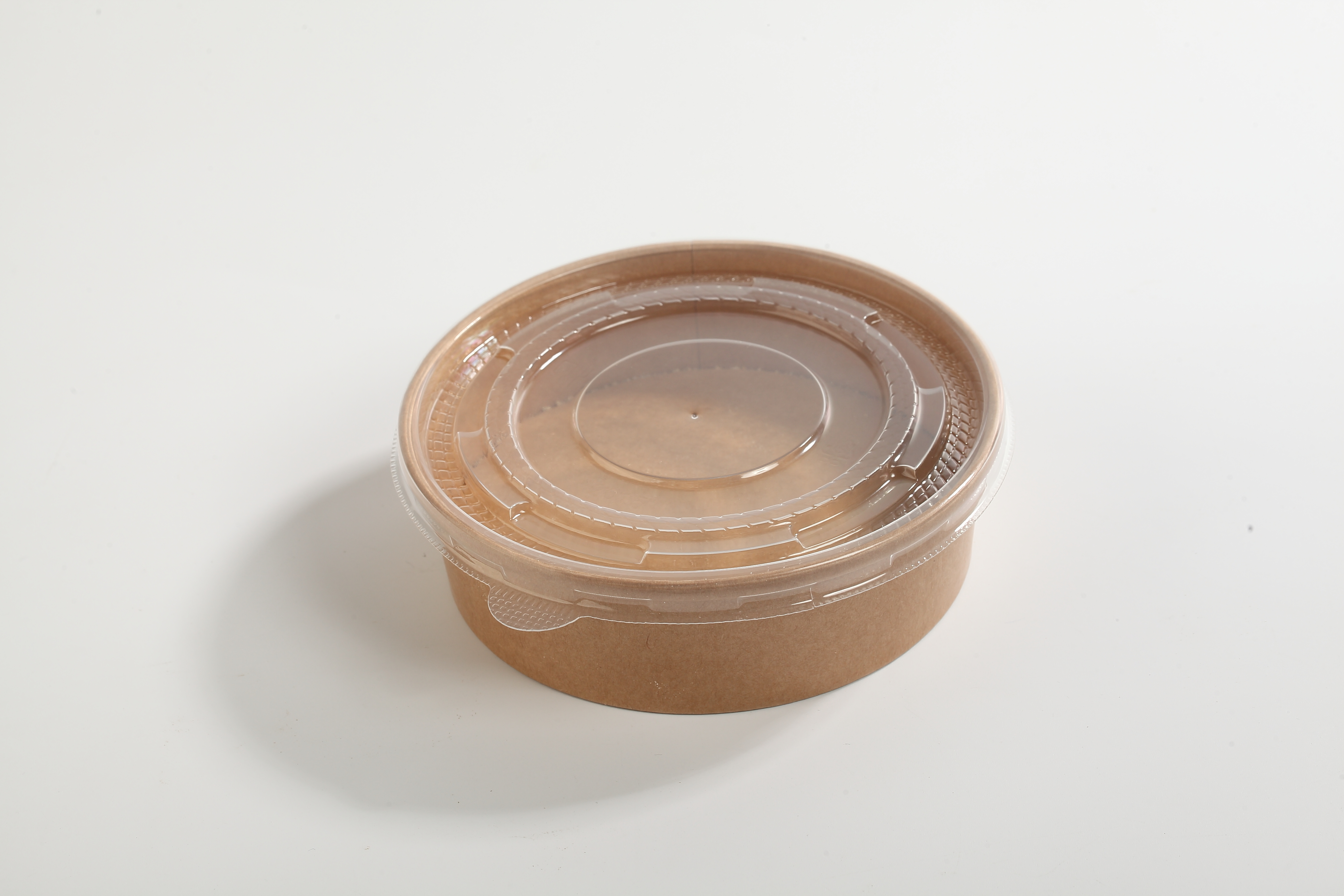 500ml Disposable Food Grade Kraft Paper Bowl, Kraft Paper Salad Box, PP lid