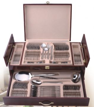 92pcs high quality stainless steel cutlery set with wooden case