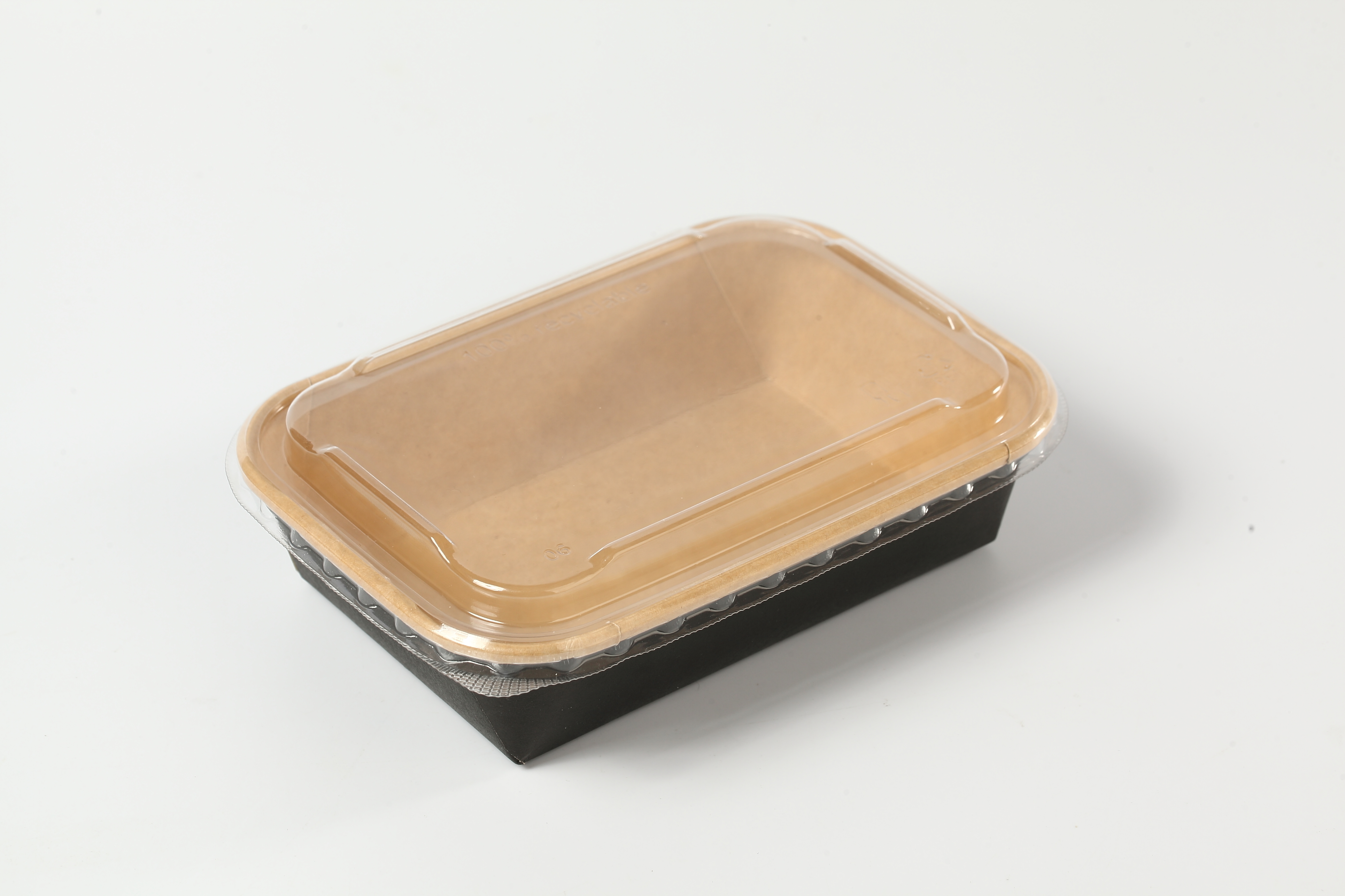 SM7-TR500 Disposable Food Grade Kraft Paper Bento Box with PP Lid / Kraft Paper Food Packaging Box