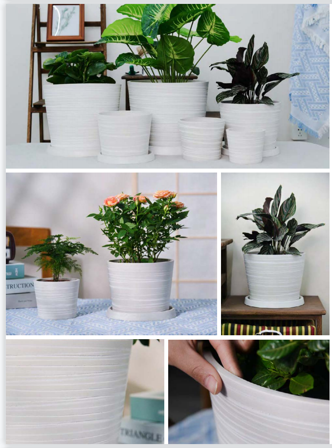 hand carving round decorative flower pot