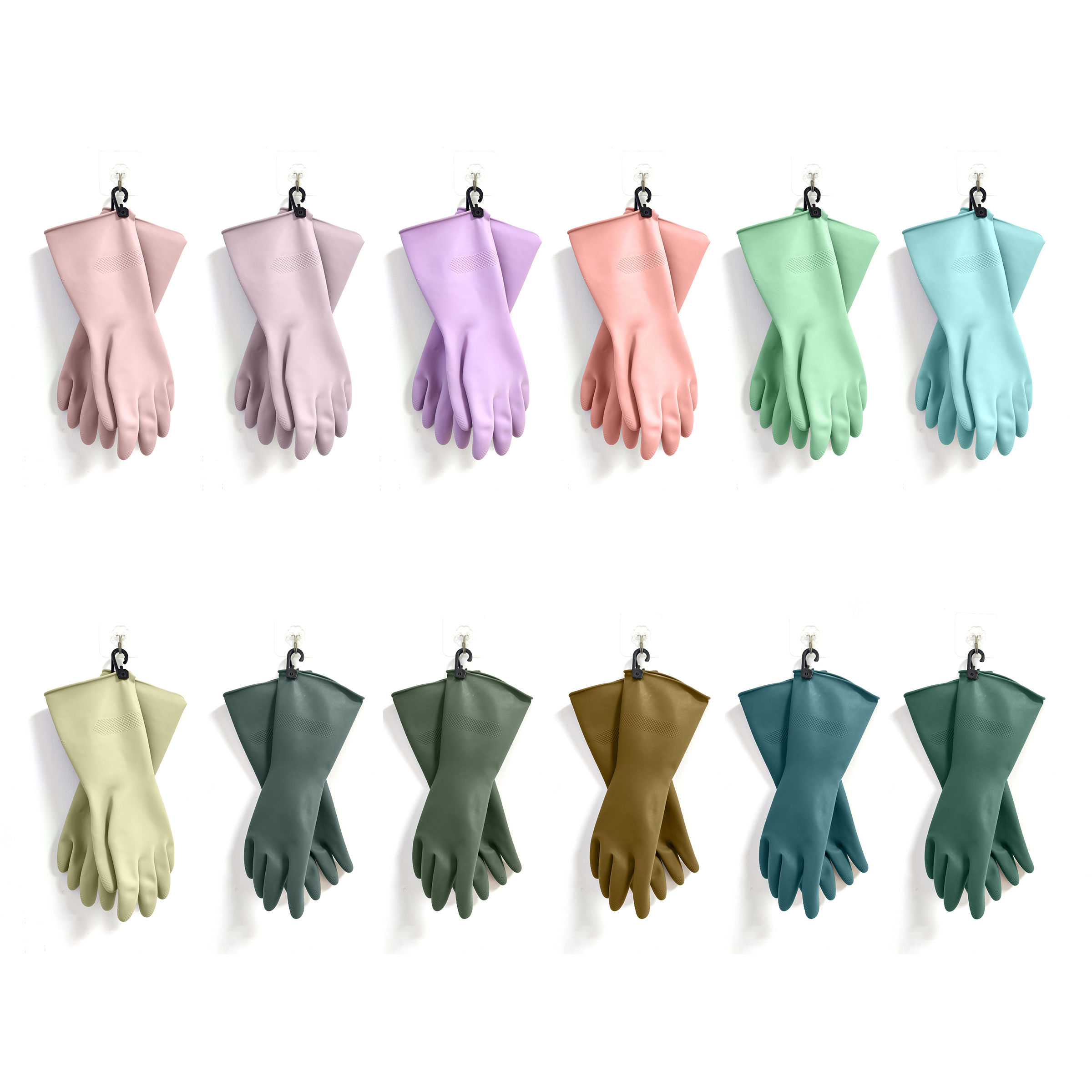 Flexible Non-Slip Colorful Reusable Household Cleaning Gloves for Washing Dishes and Cleaning Tasks
