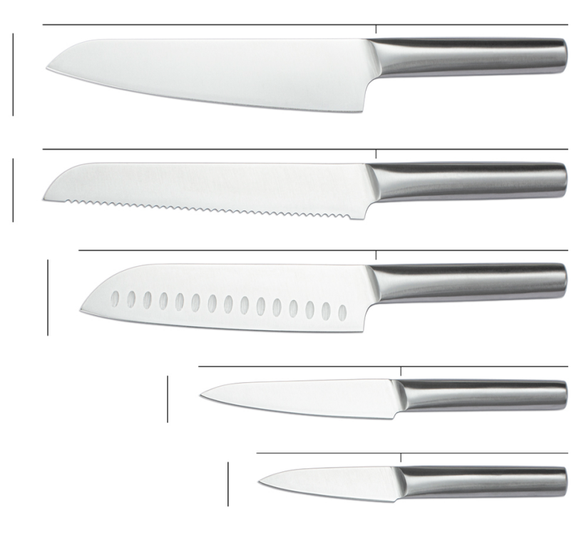 5pcs kitchen knife set with stainless steel handle