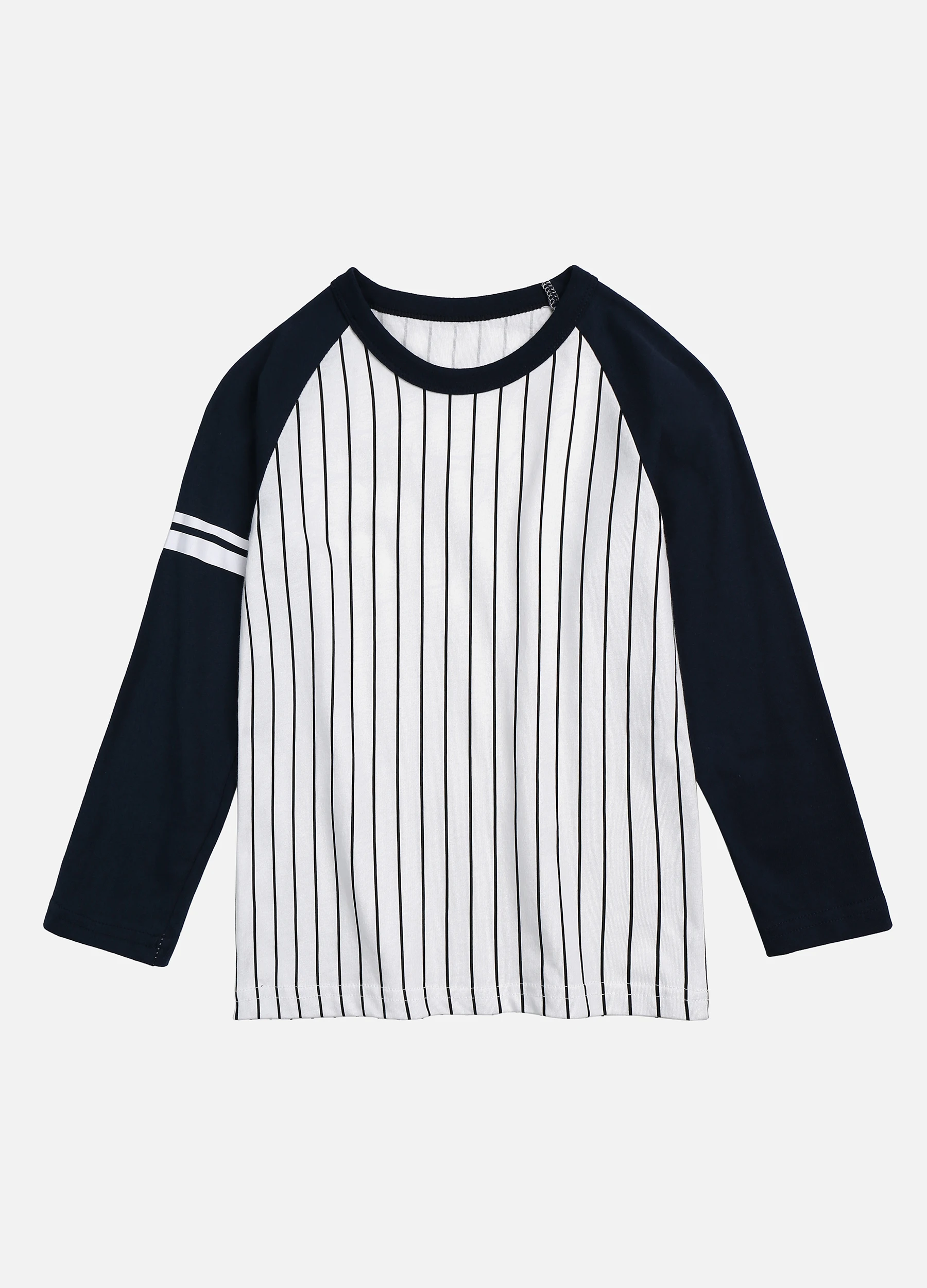 Boys' Casual Striped Raglan Sleeve Round Neck Long Sleeve Slim Fit Tee