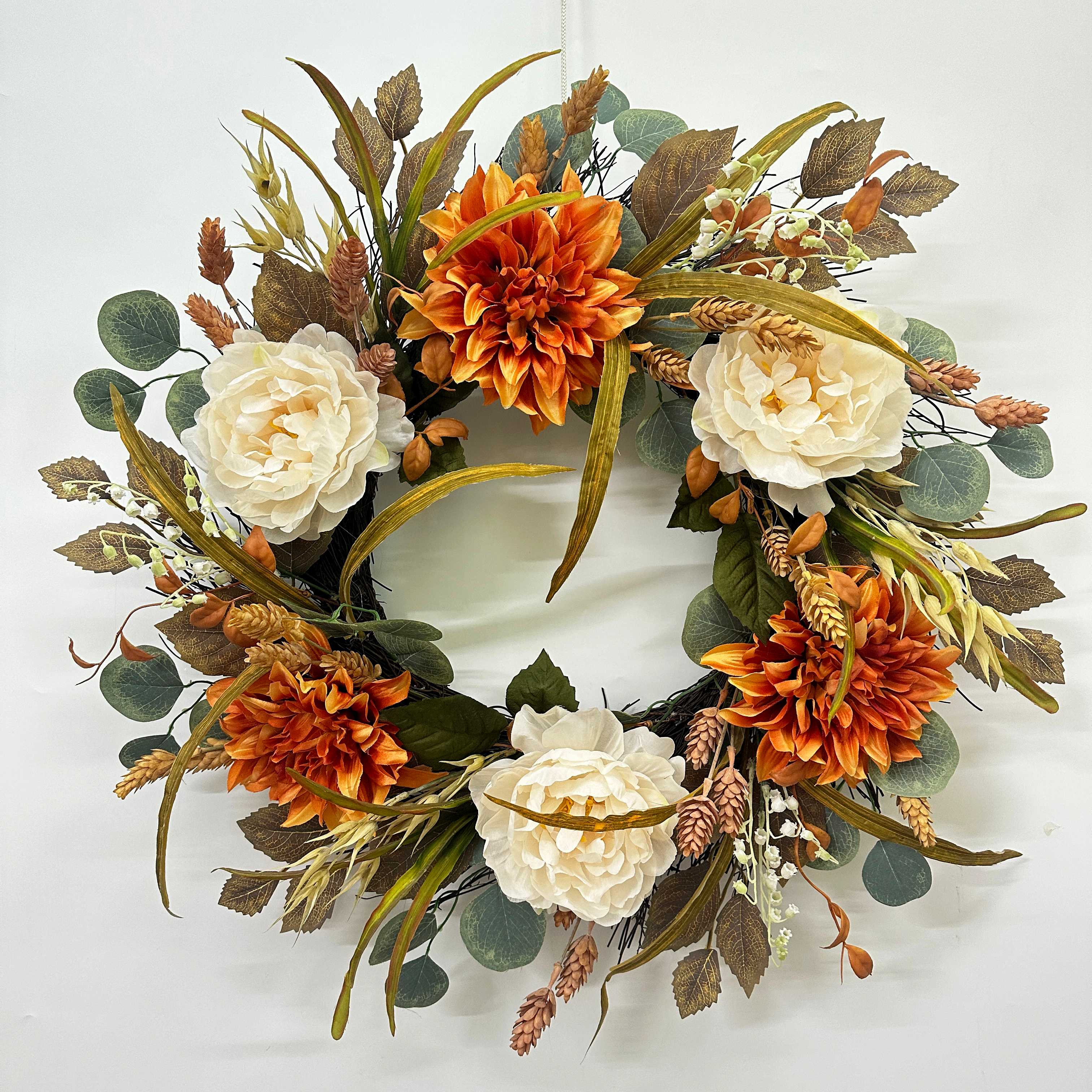 24”Wreath+Dahlias, Peony