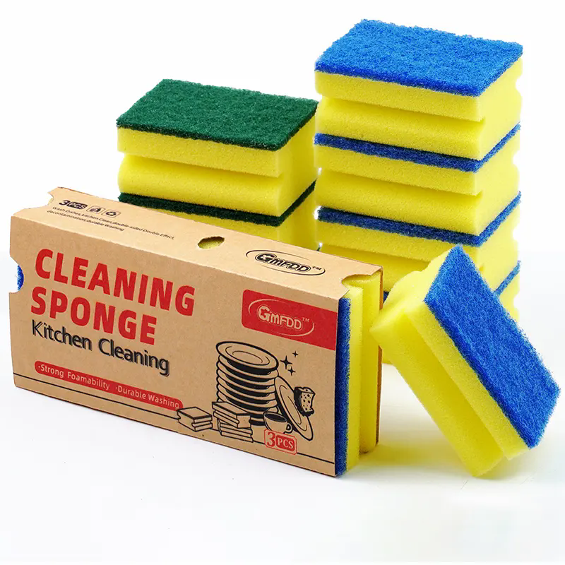 High-density impregnated sponge scouring pad in a cross-shaped design