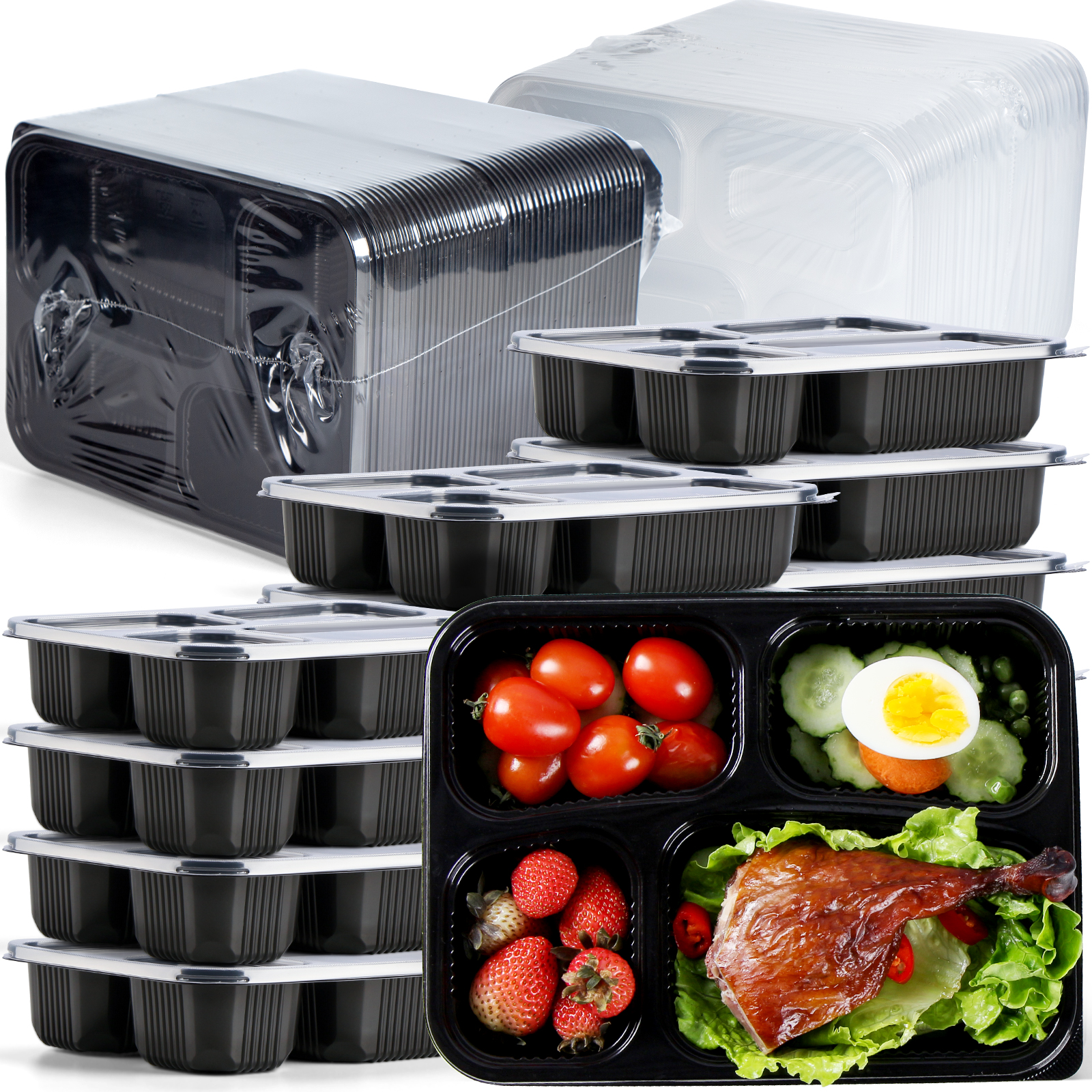 Plastic| 3 Compartment Leak proof Food Container