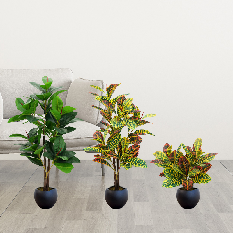 JIYUAN Artificial Garden Croton Artificial Oak leaf tree for Outdoor and Indoor