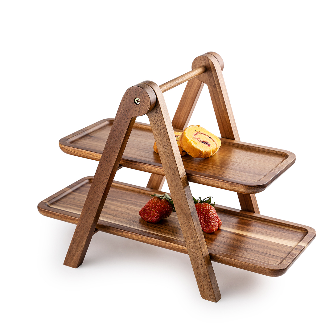 2 Tiers Wood Serving Platters