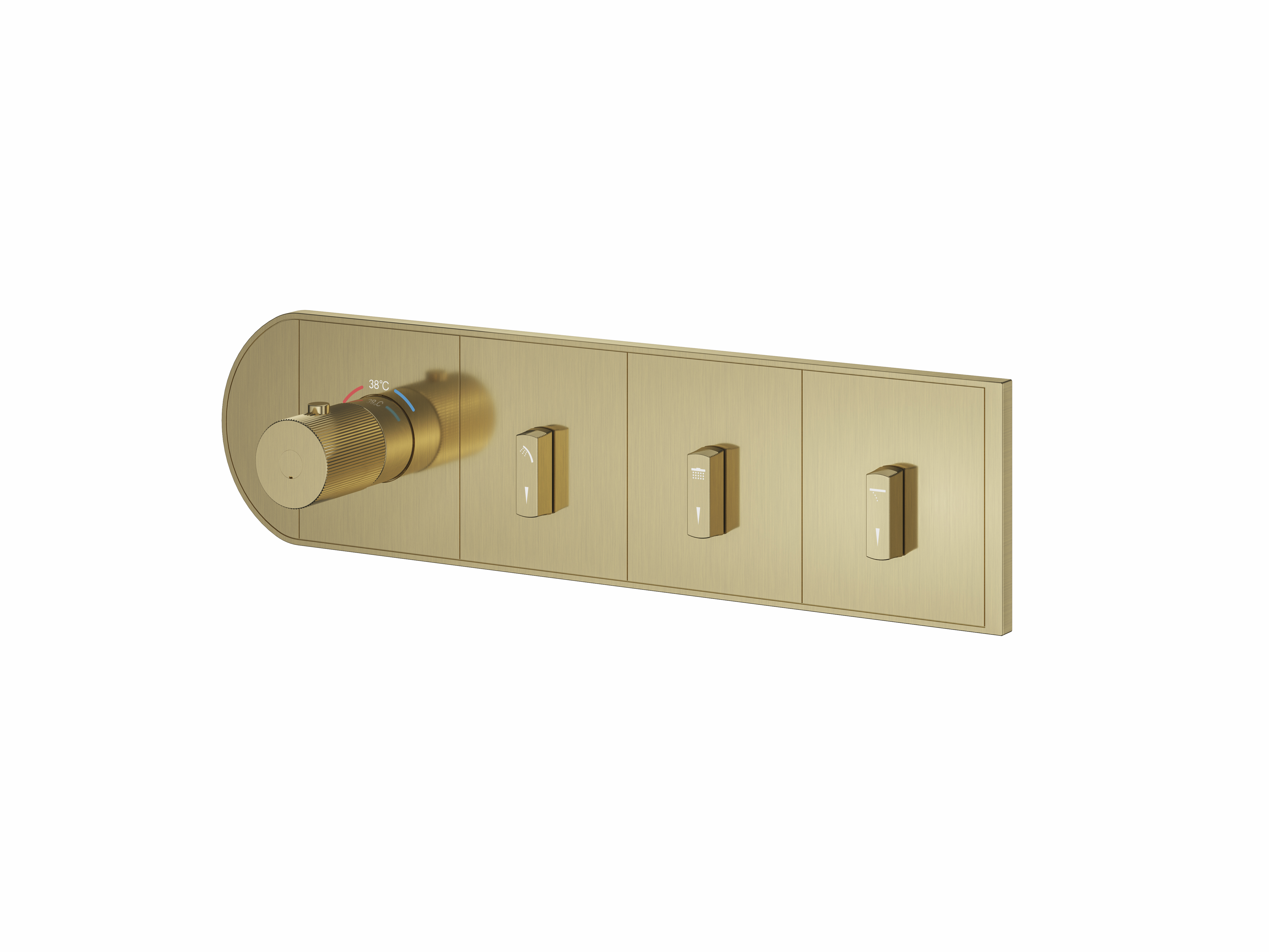 FLOVA Thermostatic shower mixer with 3 GoSlide control buttons and bottom outlet