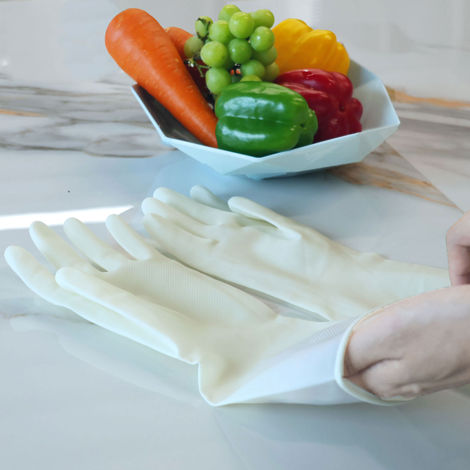 Custom Logo Anti-allergy Latex Free Best White Nitrile Rubber Cleaning Household Dishwashing Gloves