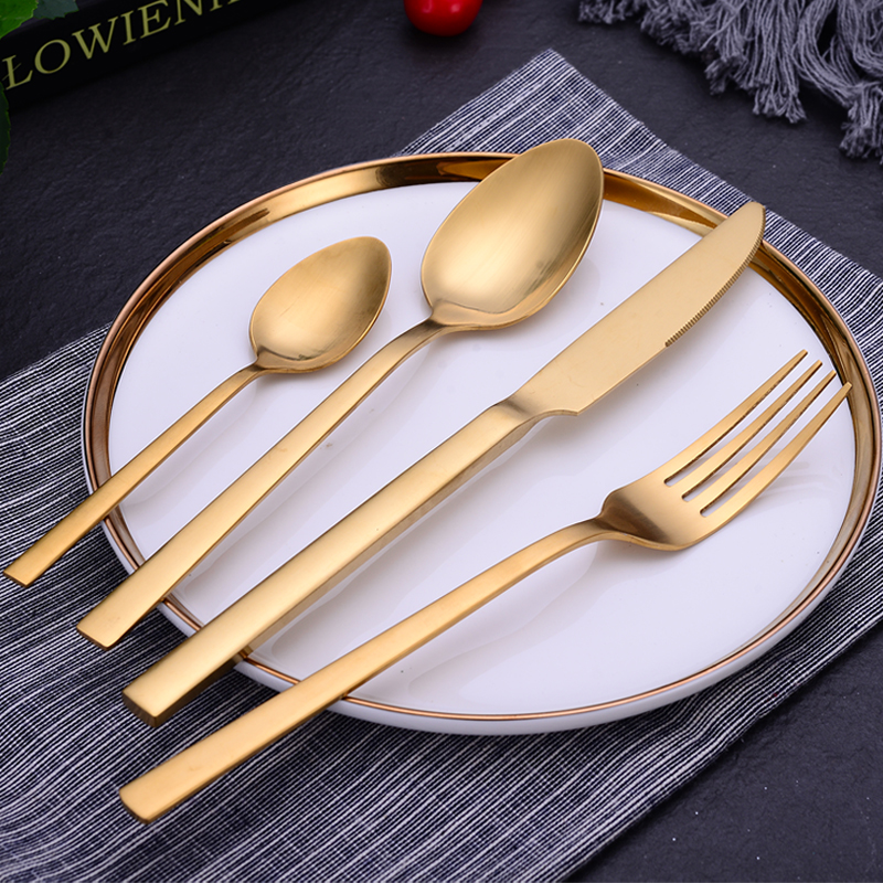 Stainless steel cutlery 24pcs set gold color