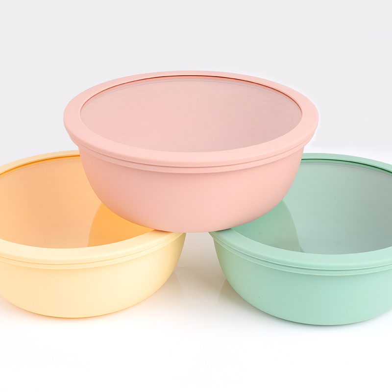 KASU IP102 Reusable Silicone Salad Mixing Bowl With Glass Lid