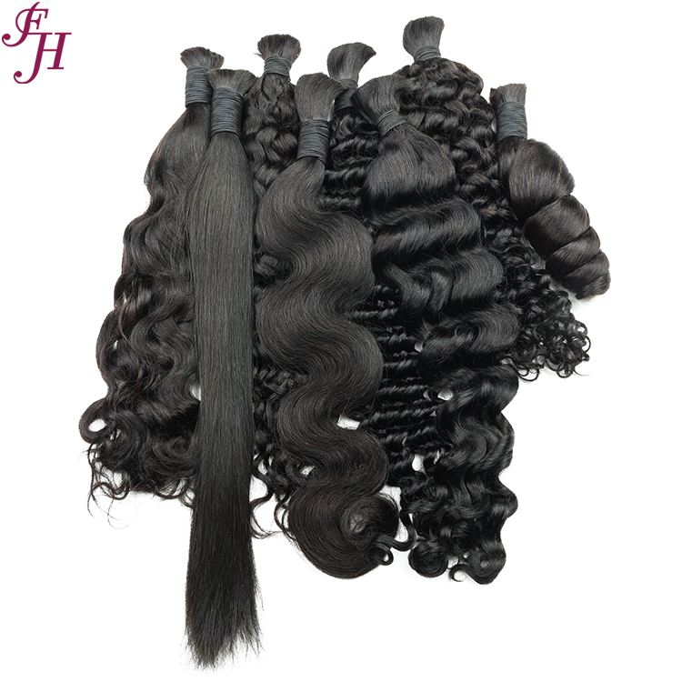 FH Unprocessed Virgin Natural Bulk Braiding Cabelo Human Hair No Weft For Braiding Hair Extensions