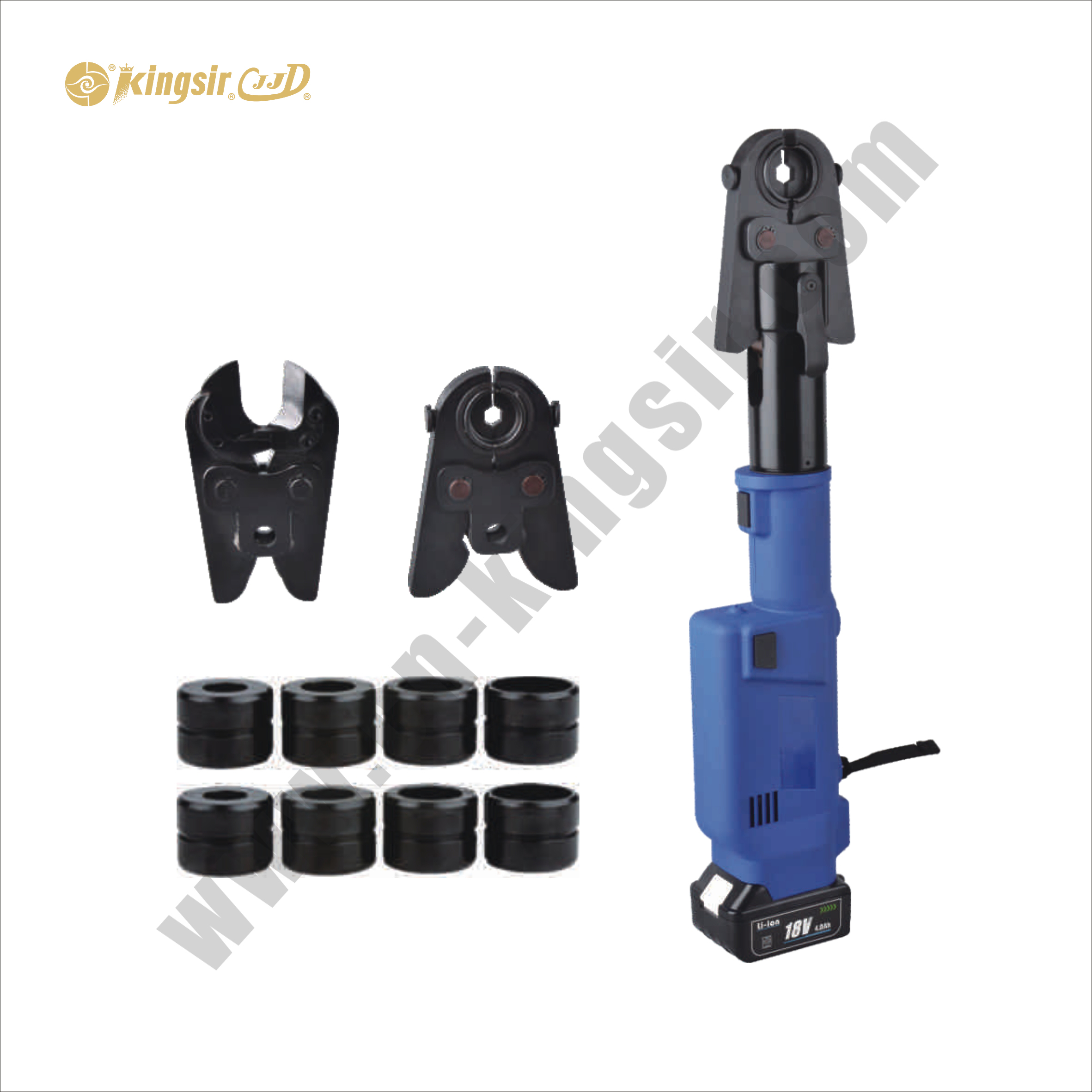 Rechargeable crimping, cutting and pressing tool