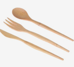 Wooden tableware, knives, forks, spoons, ice cream sticks, coffee sticks, fruit forks