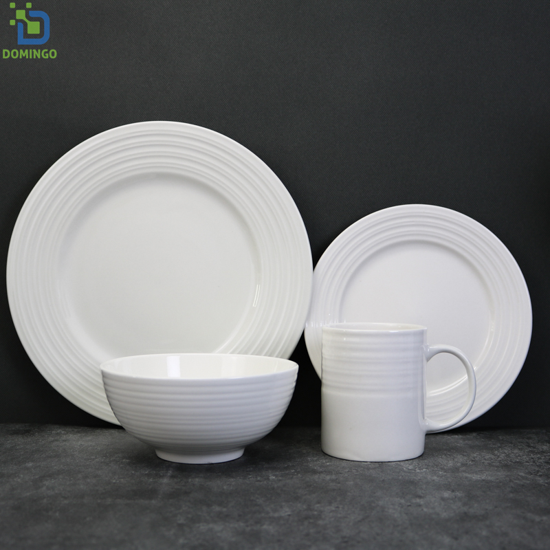 High End Used Wholesale Price Marble Flat Plate White Small Dish Luxury Ceramic Plates Dinner Set