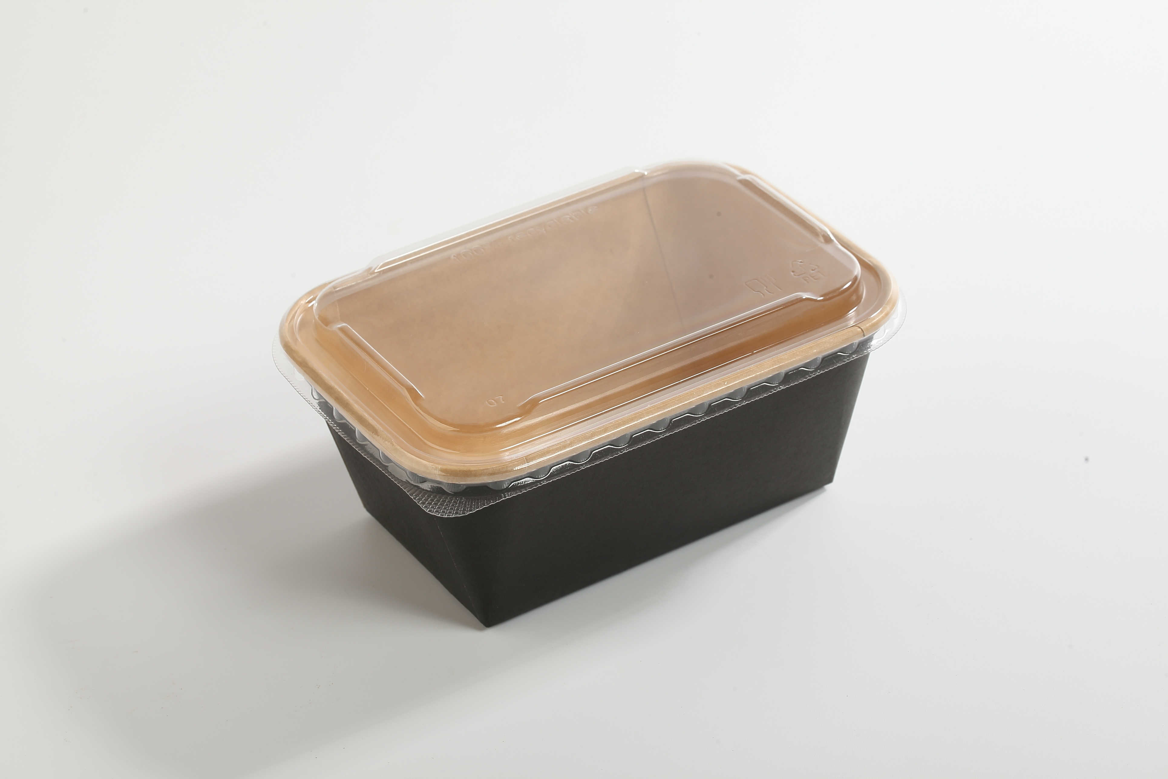 SM7-TR1000 Disposable Food Grade Kraft Paper Bento Box with PP Lid / Kraft Paper Food Packaging Box