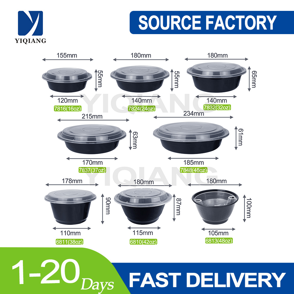 Yiqiang Black Disposable Plastic Microwaveable Bowl/Food Container Manufacturer