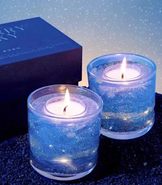 glass candle holder with wax