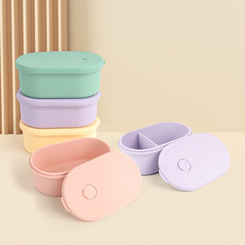 KASU LP202 900ml Divided Lunch Boxes Silicone Food Storage Container With Lid and Air Vaule