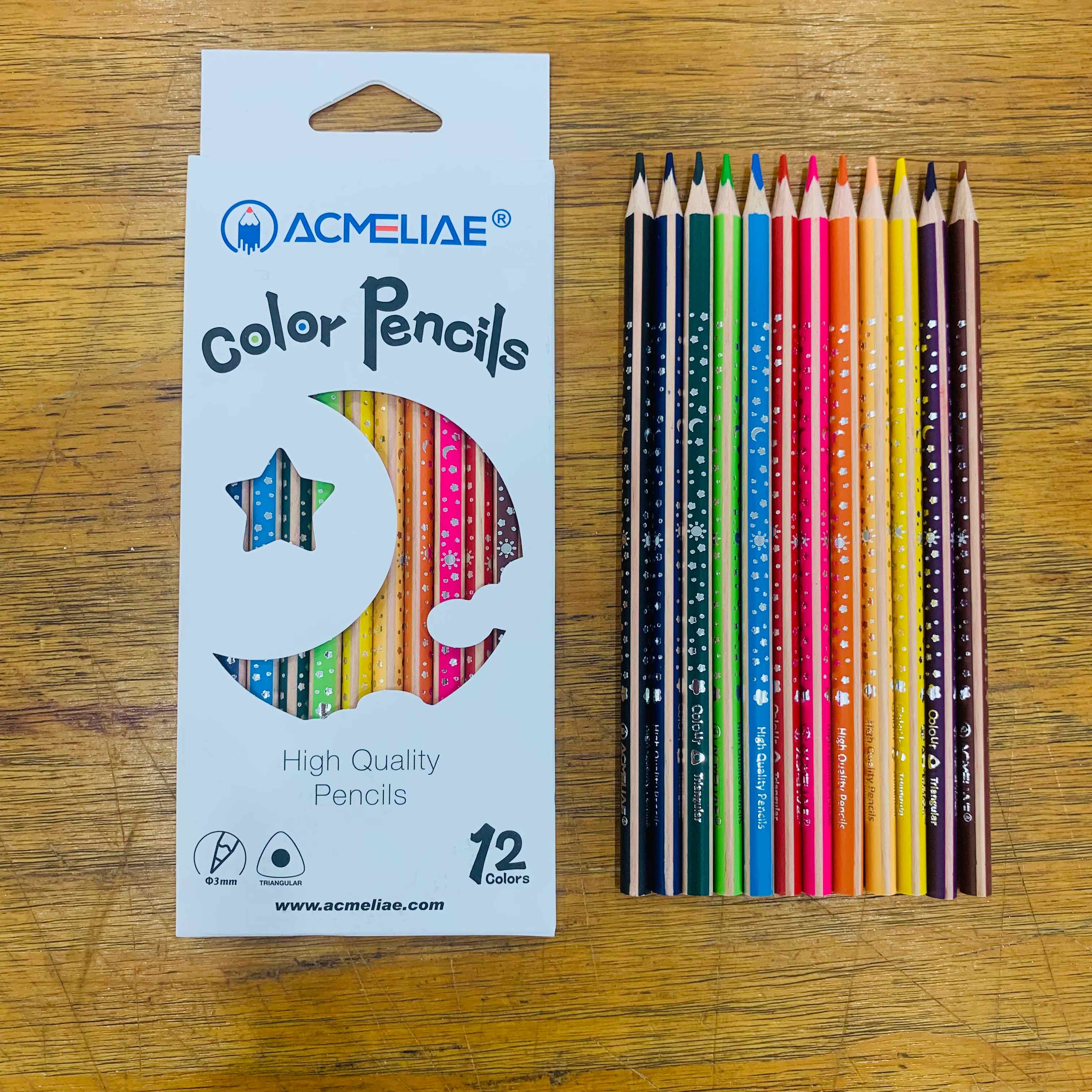 12 Natural Body Color Striped Color Pencil Triangular