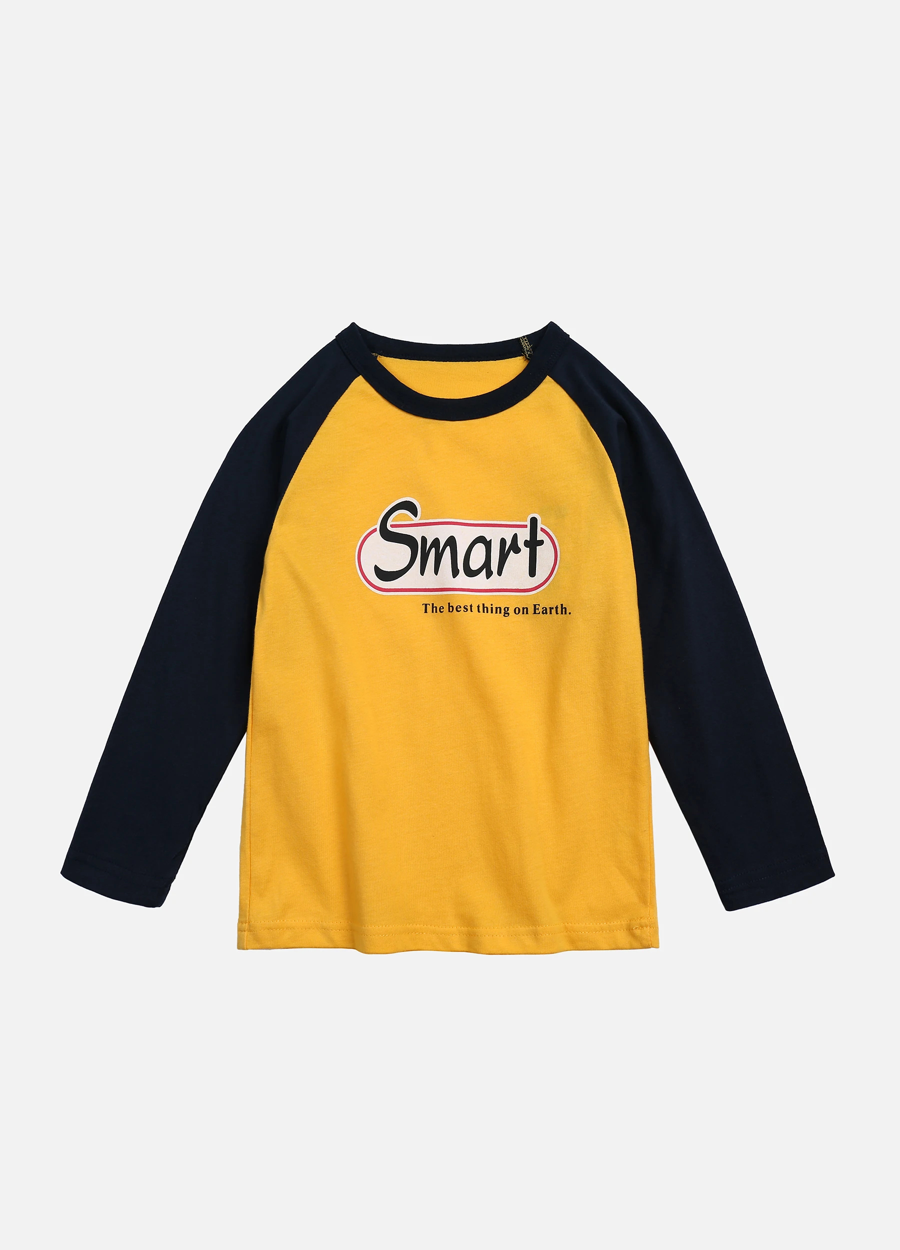 Boys' Letter Print Round Neck Long Sleeve Tee
