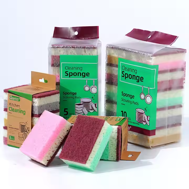 Tri color right angled high foam seaweed sponge wipe