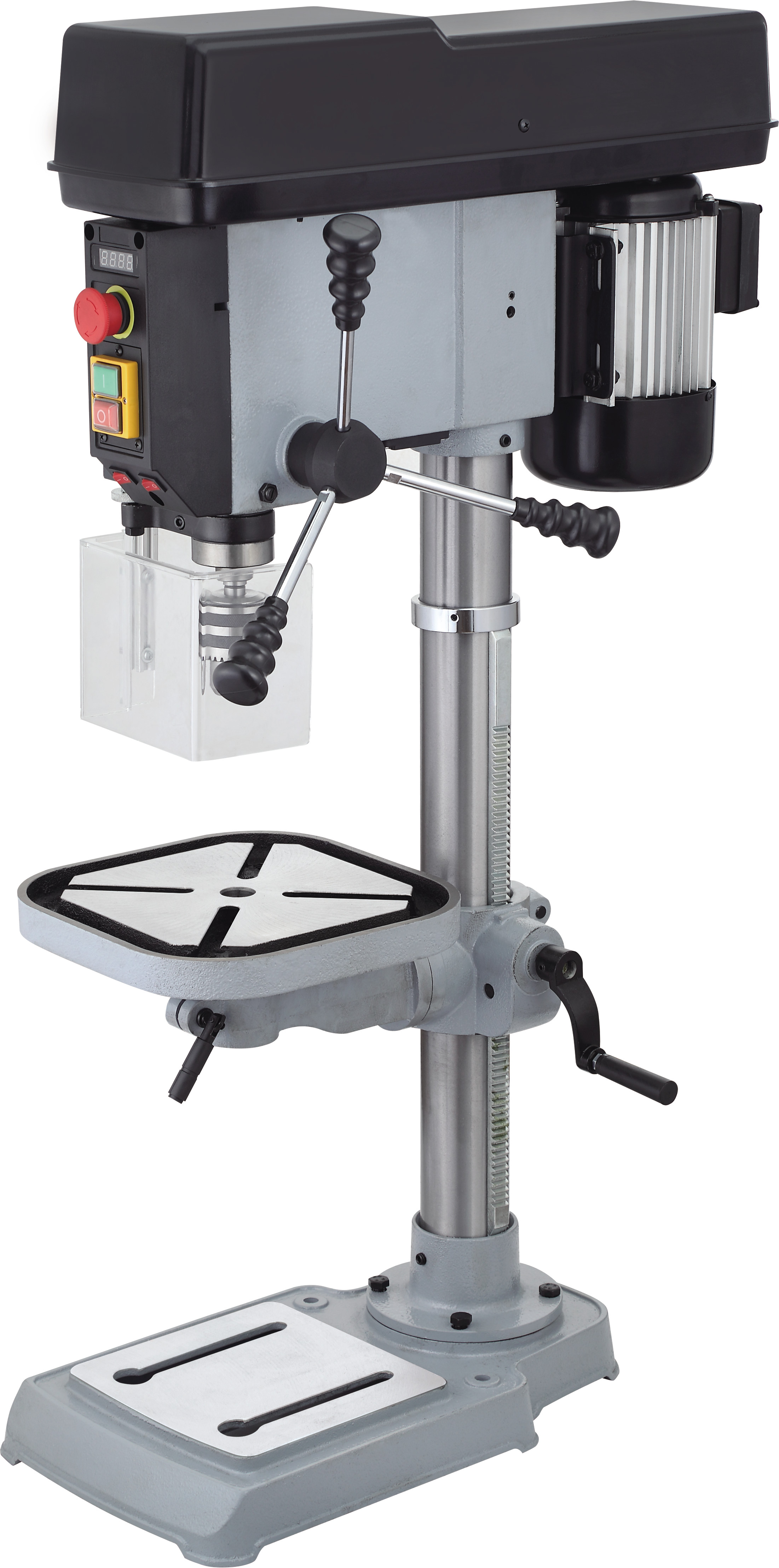 20mm Variable speed drill press with LED,cross laser and long spindle travel
