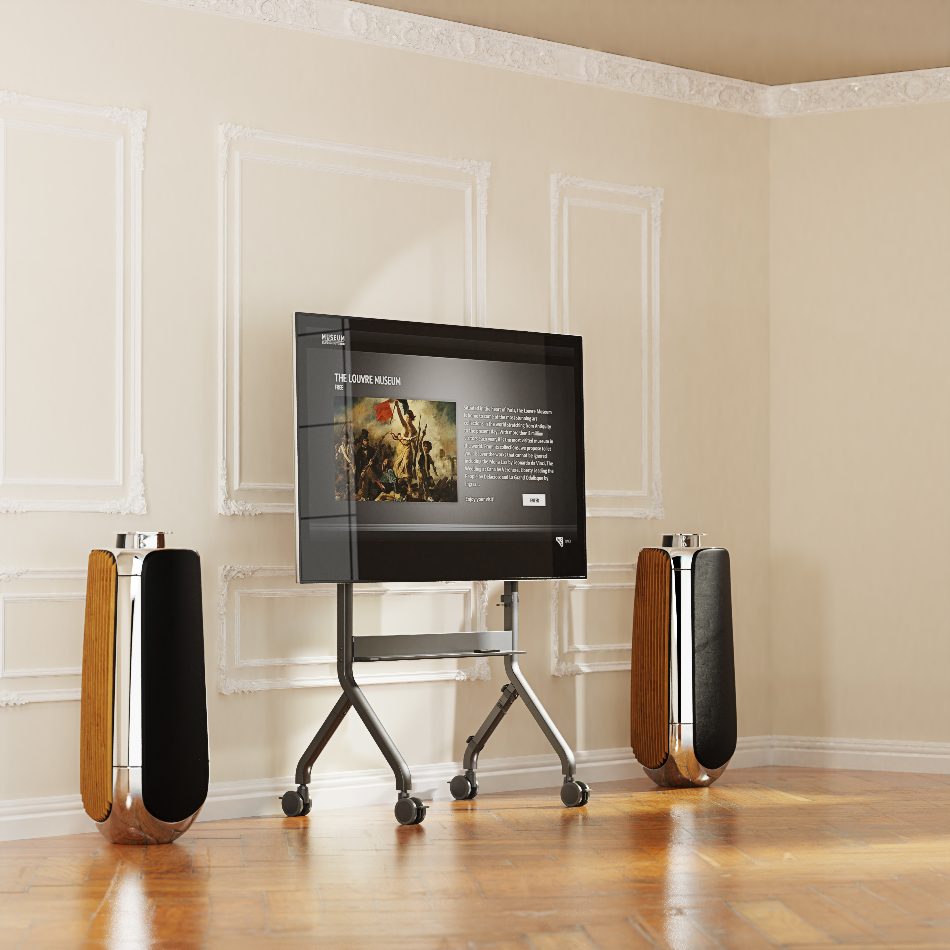 Nb Motorized Mobile TV Cart, Floorstand, TV Stand, Electric Lift, Motorized Lif